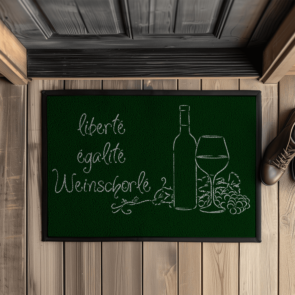 Fußmatte mit Gummirand - liberté, égalité, Weinschorlé