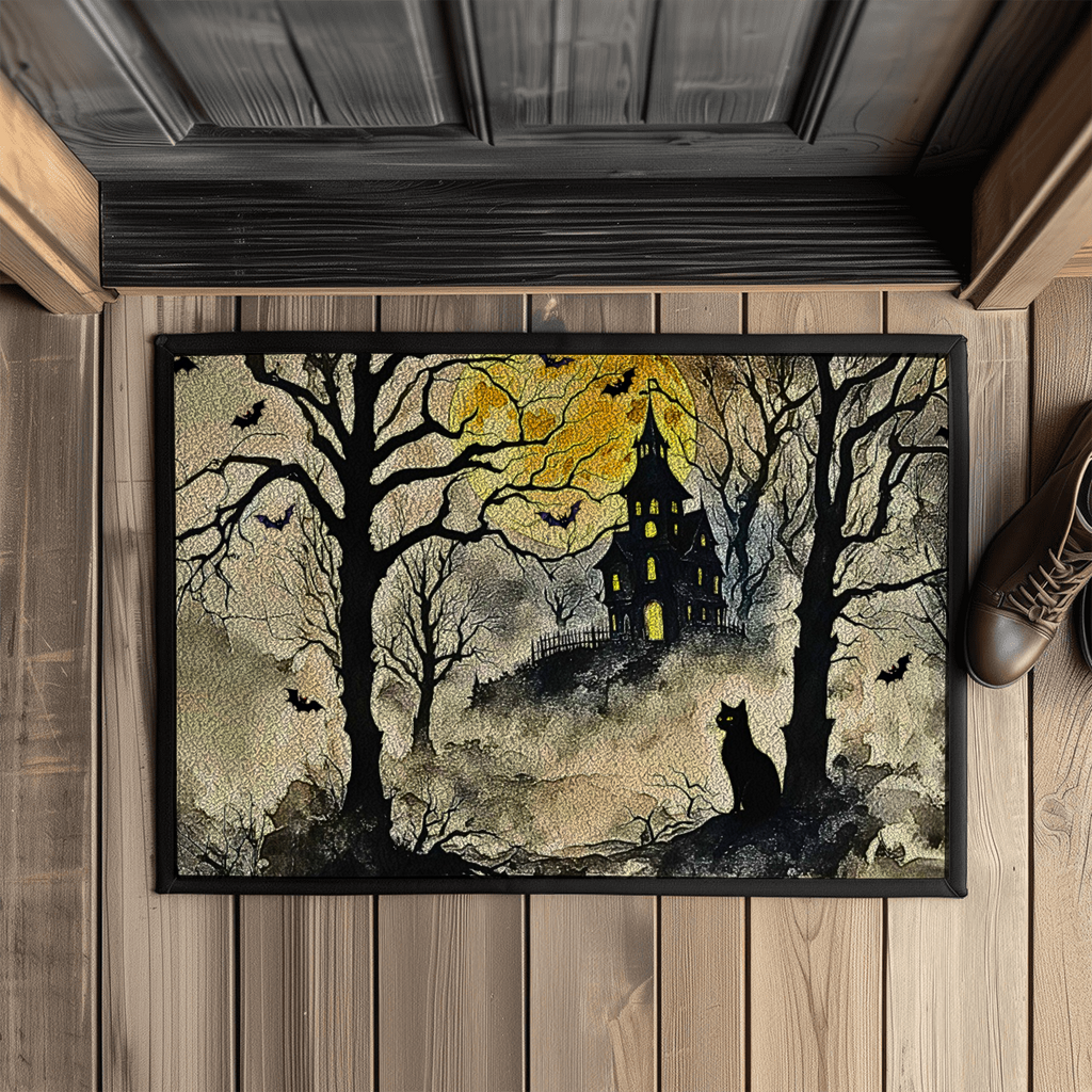 Fußmatte mit Gummirand - Halloween Hütte im Wald