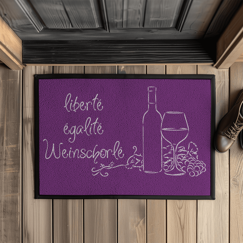 Fußmatte mit Gummirand - liberté, égalité, Weinschorlé
