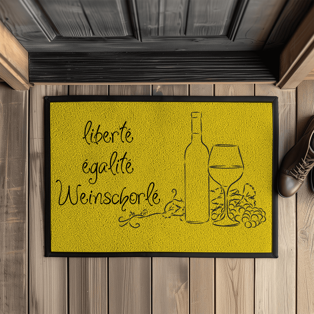 Fußmatte mit Gummirand - liberté, égalité, Weinschorlé