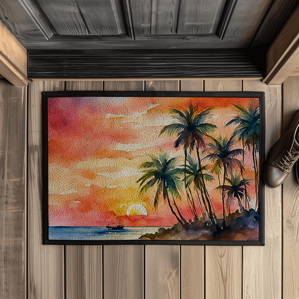 Fußmatte mit Gummirand - Sonnenuntergang am Meer