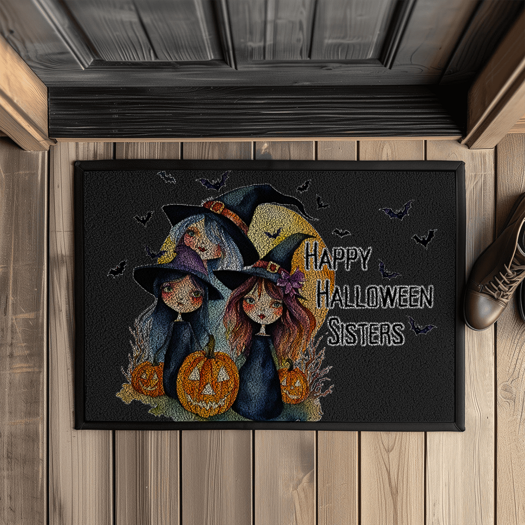 Fußmatte mit Gummirand - Happy Halloween Sisters
