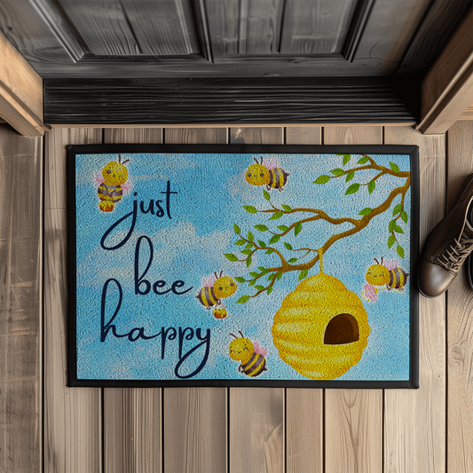Fußmatte mit Gummirand - just bee happy