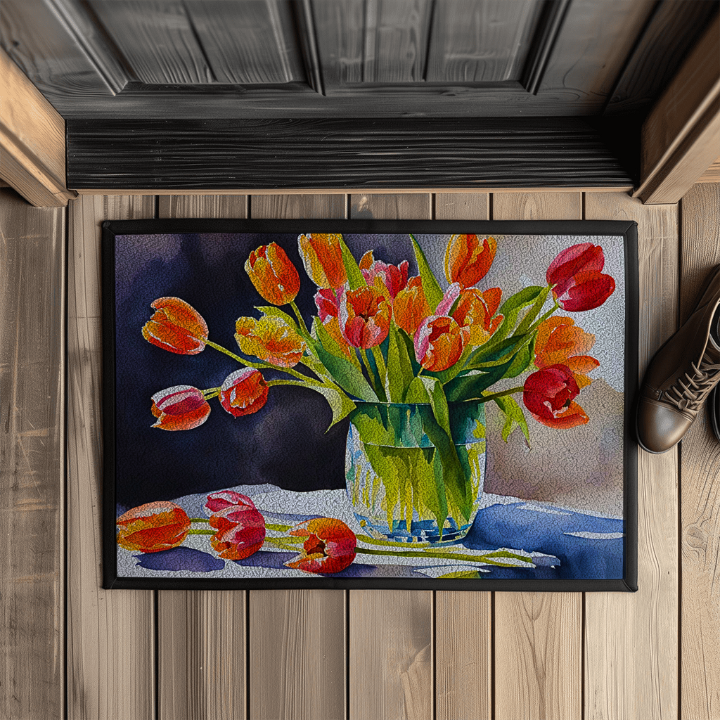 Fußmatte mit Gummirand - Tulpen Stillleben
