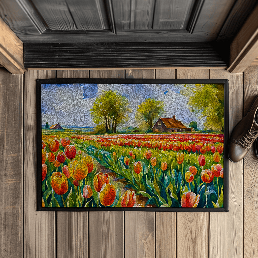 Fußmatte mit Gummirand - Tulpenfeld