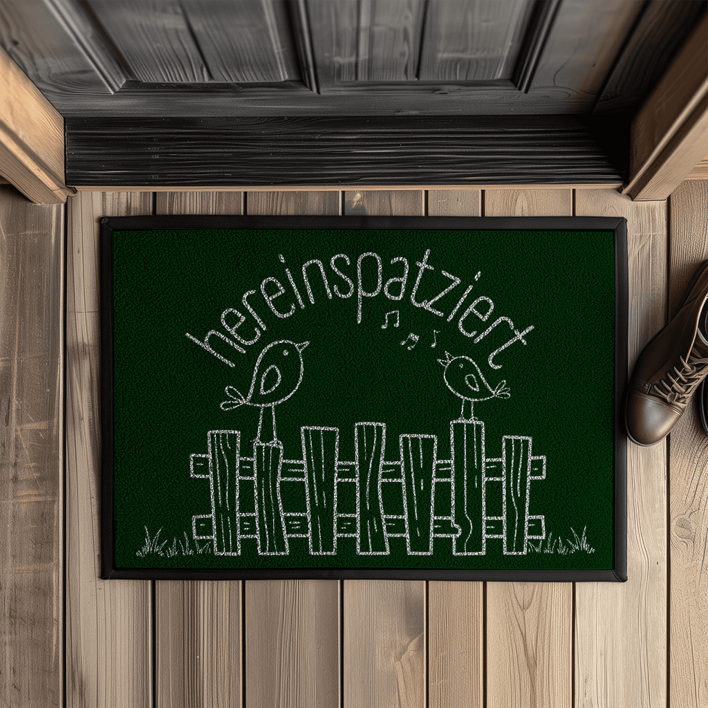 Fußmatte mit Gummirand - hereinspatziert