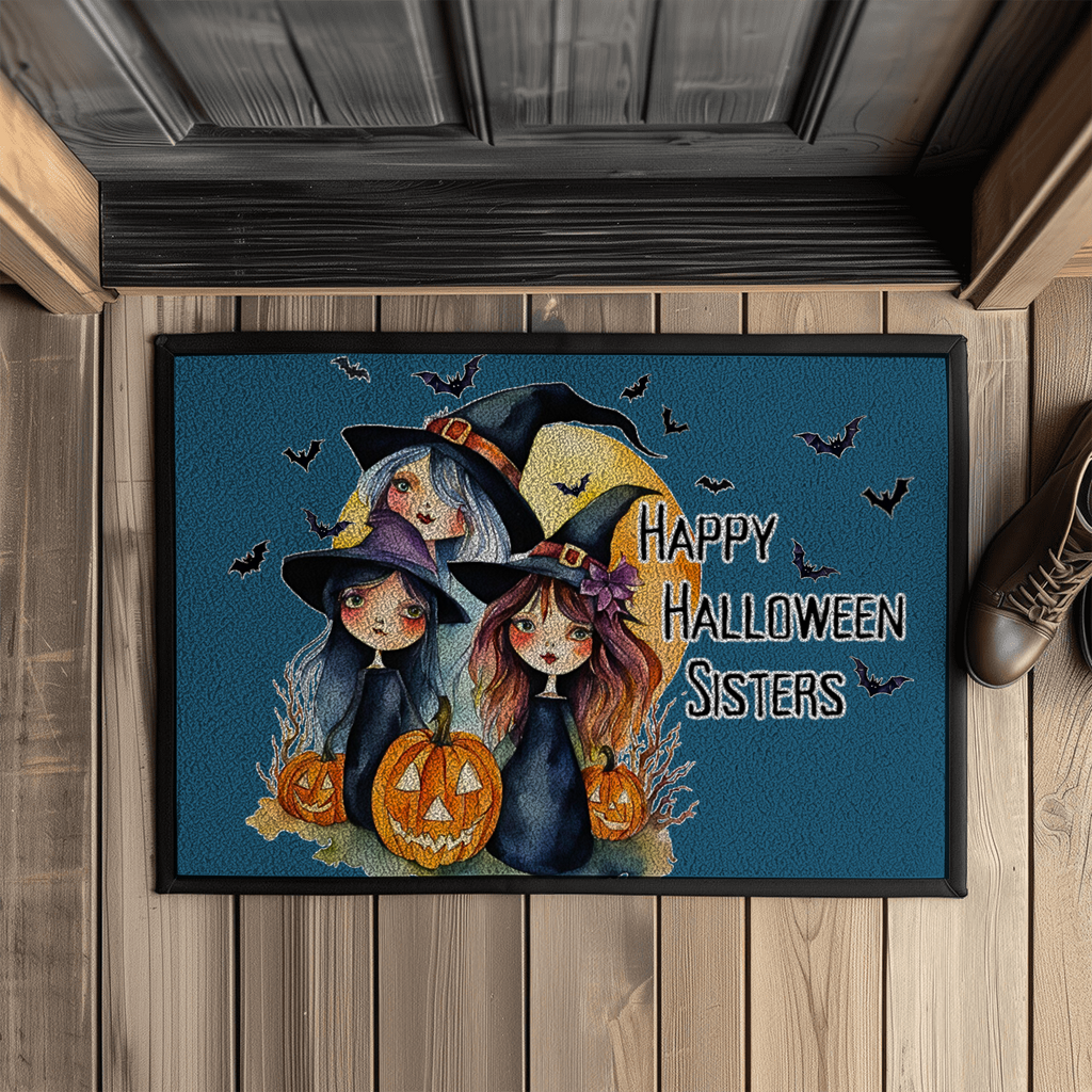 Fußmatte mit Gummirand - Happy Halloween Sisters